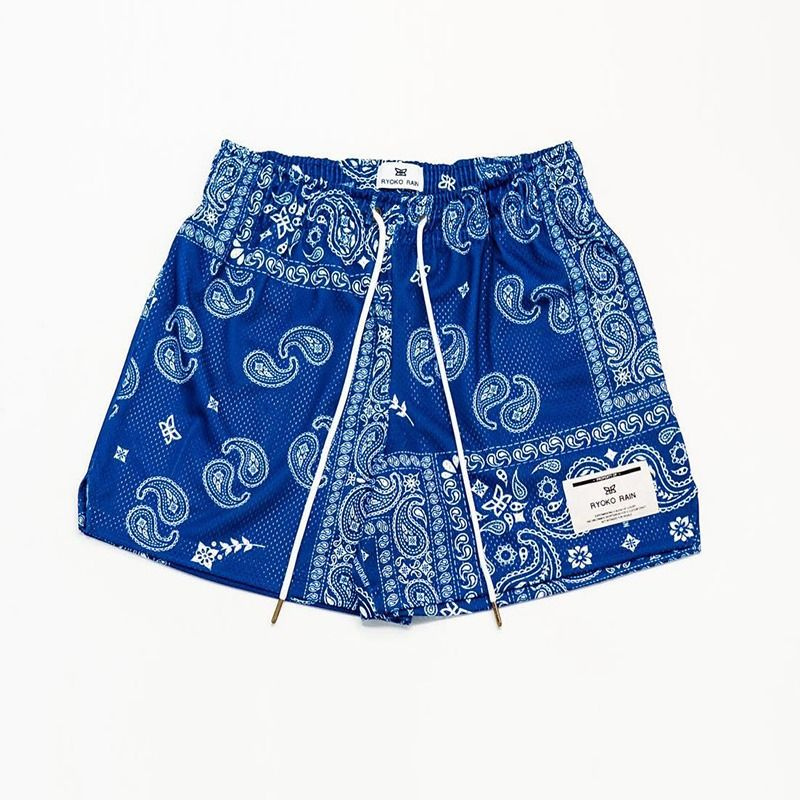Levoire | Pantalon court en mesh imprimé pour hommes Pantalon d'été époustouflant pour hommes Bleu