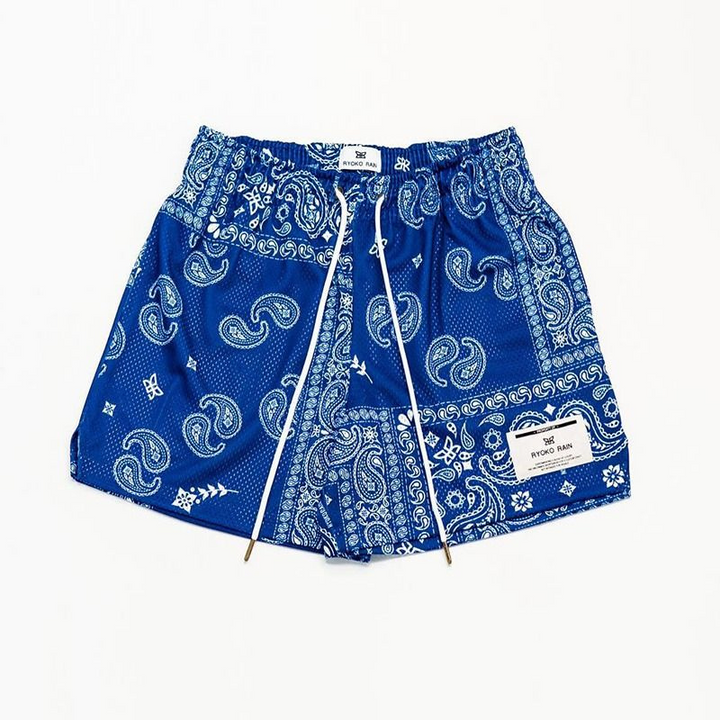 Levoire | Pantalon court en mesh imprimé pour hommes Pantalon d'été époustouflant pour hommes Bleu