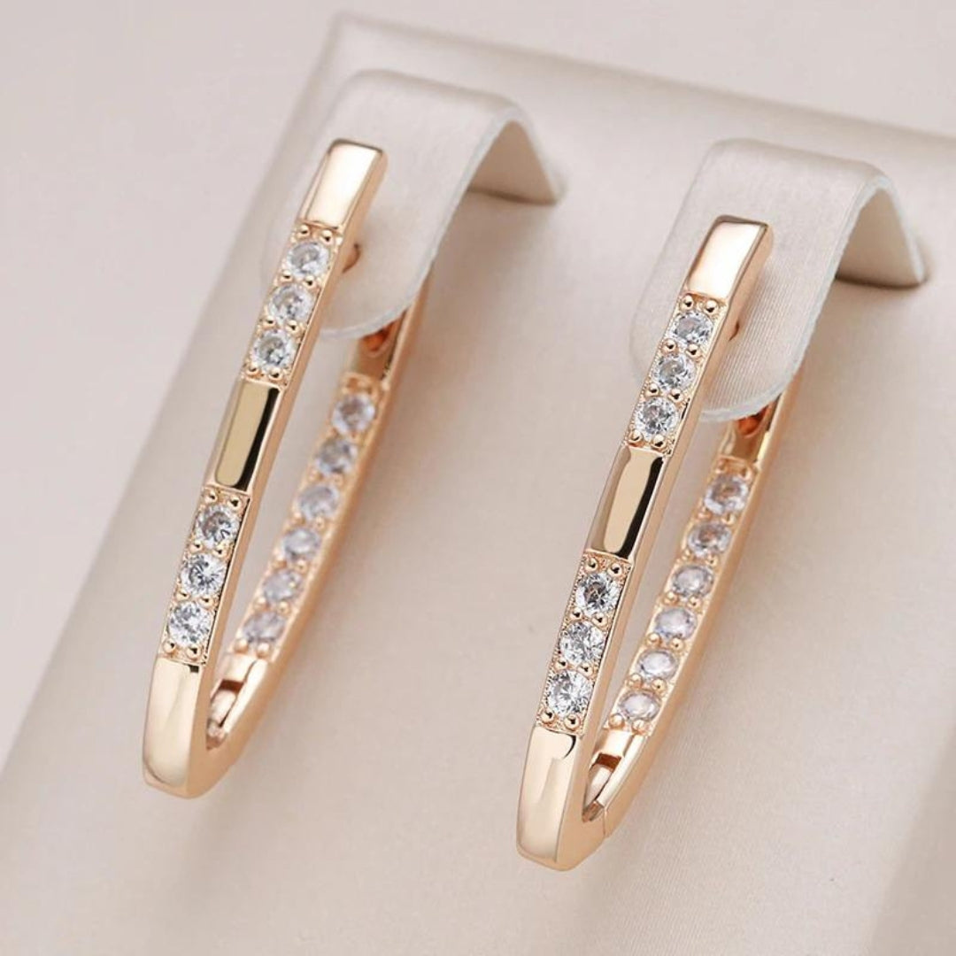 Levoire | Boucles D'Oreilles Élégantes En Zirconium De Couleur Or Or