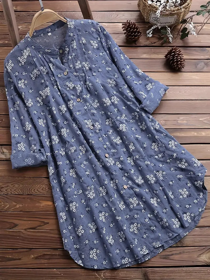 Levoire | Chemise d'été pour femmes à fleurs respirante Bleu