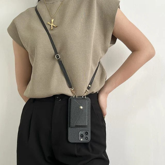 Levoire | Femmes Chic Housse de Téléphone Crossbody avec Corde pour Femmes Noir