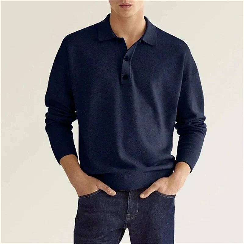 Levoire | Chemise polo à manches longues Bleu marine