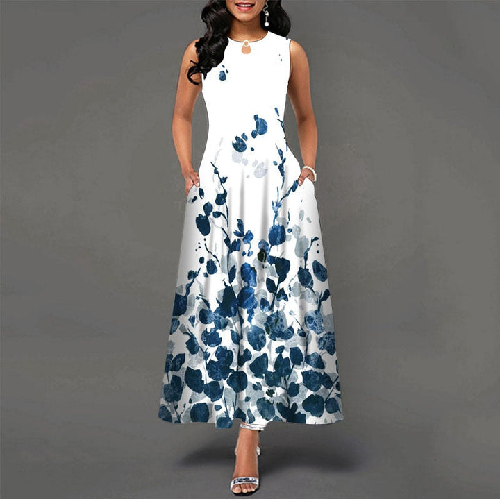 Levoire | Robe Longue Sans Manches Pour Femme Blanc bleu