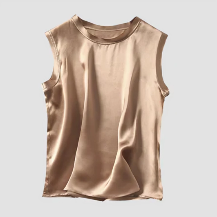 Levoire | Élégante Blouse Sans Manches En Satin Khaki
