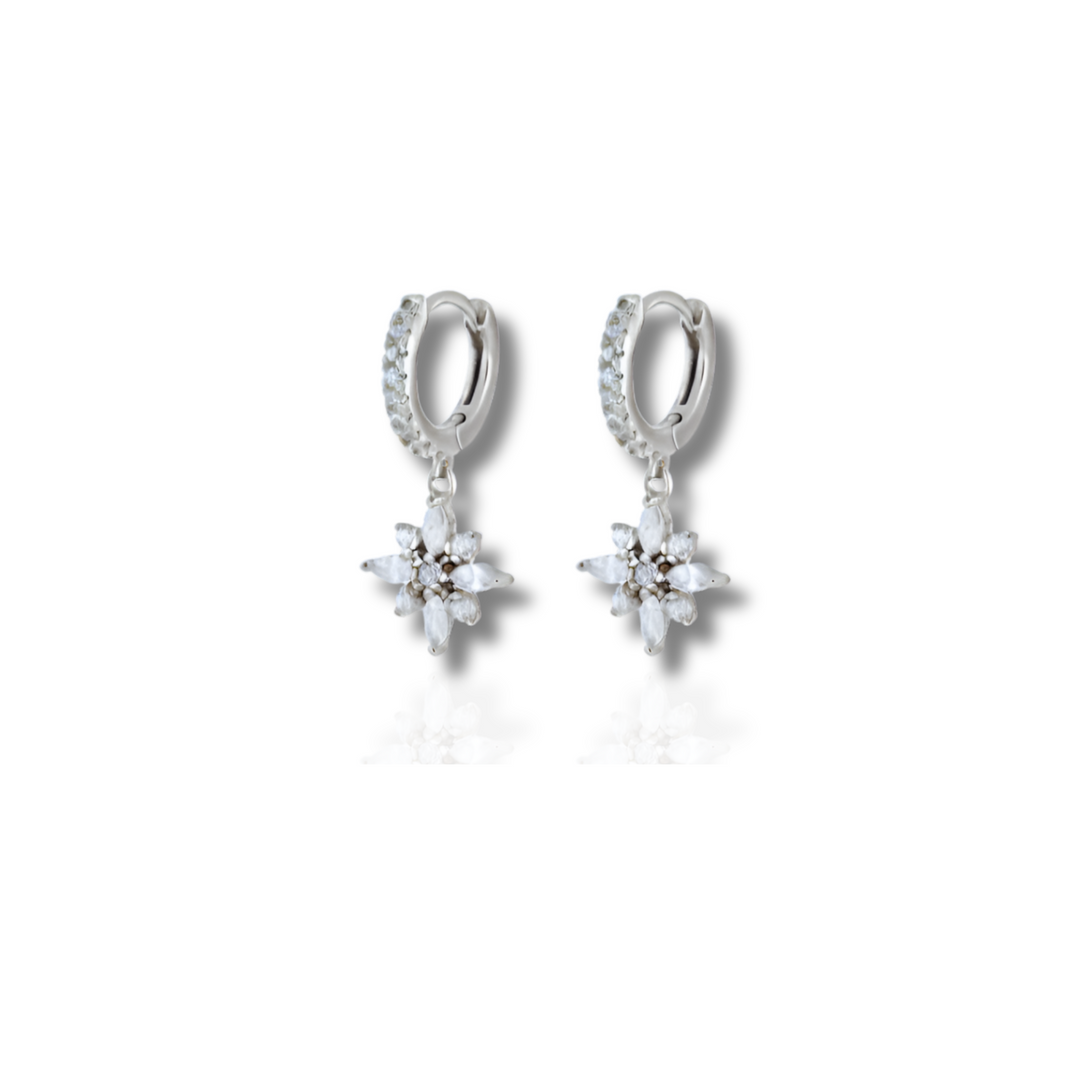 Levoire | Or Cristaux De Fleurs Boucles D'Oreilles Argent 21mm