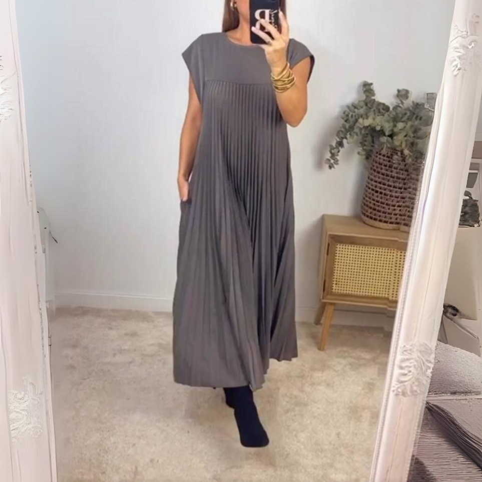 Levoire | Robe Plissée Silhouette Flottante Gris