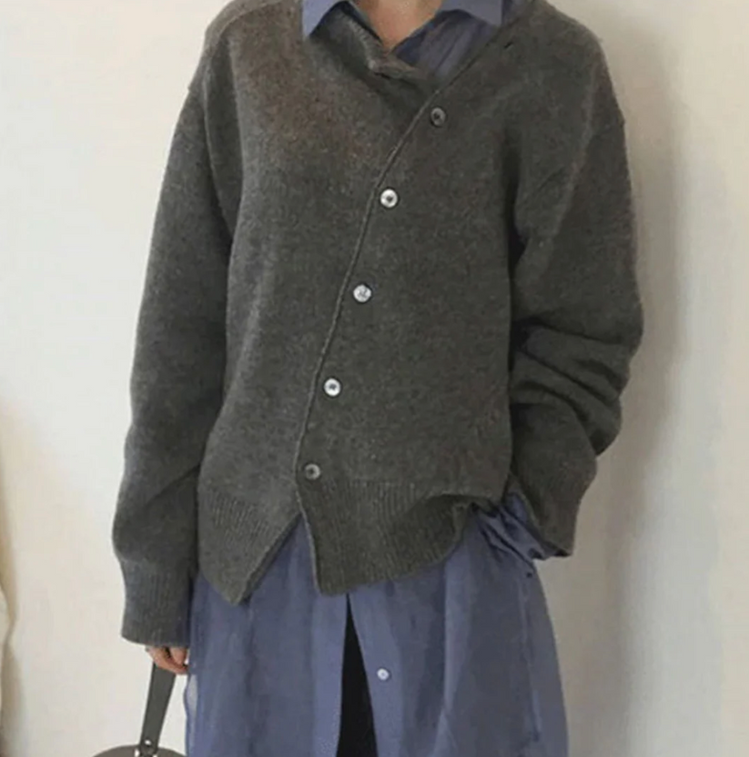 Levoire | Pull Pour Femme Avec Des Détails De Boutons Élégants Et Un Design Contemporain Gris