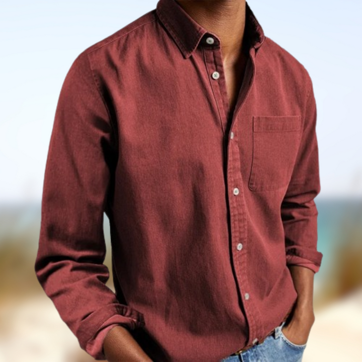 Levoire | Chemise décontractée effet lin Rosso Bordeaux