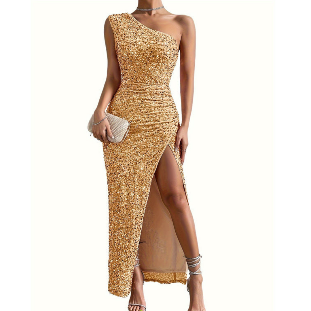 Levoire | Robe Sans Bretelles Scintillante jaune