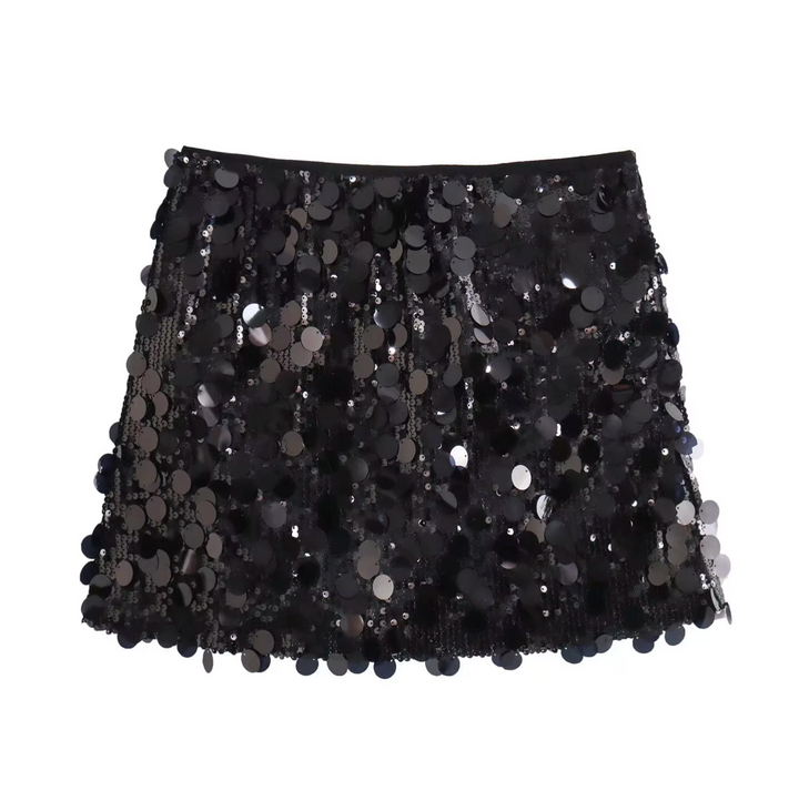 Levoire | Jupe Mini Pailletée Brillante Noir