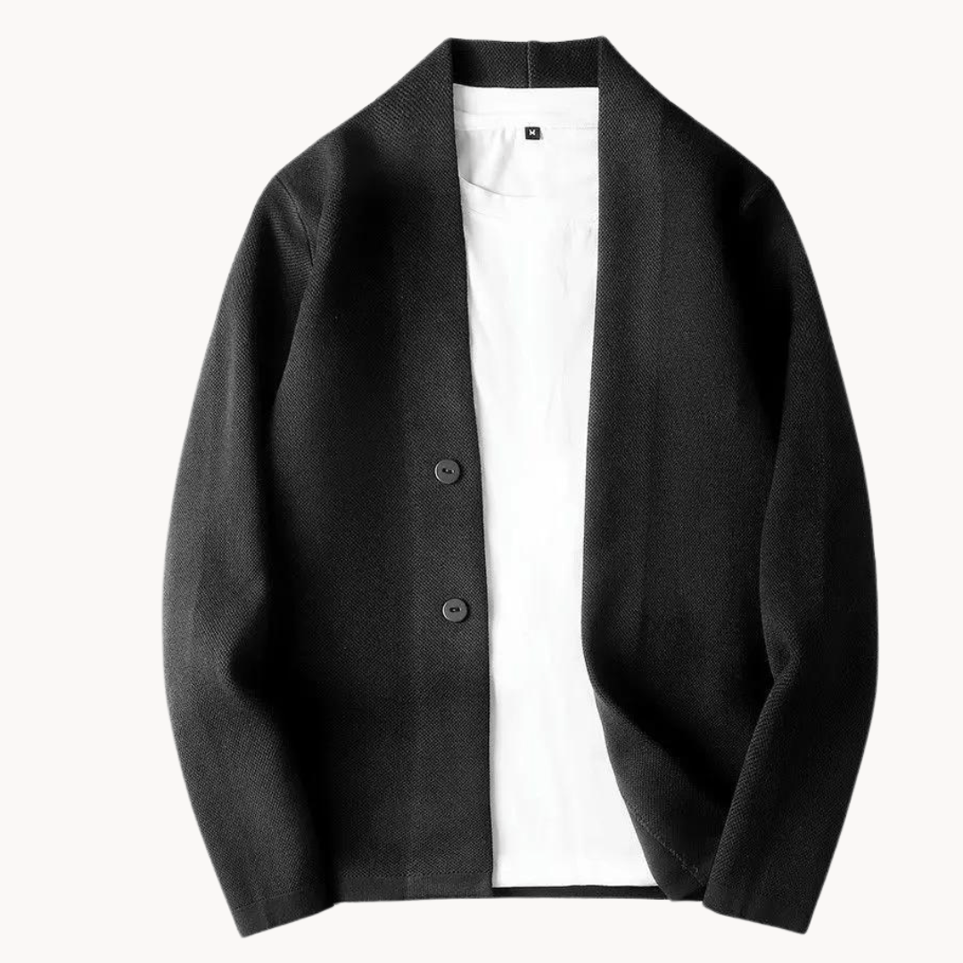 Levoire | Pull Col Rond Slim À Manches Longues Avec Boutons Noir
