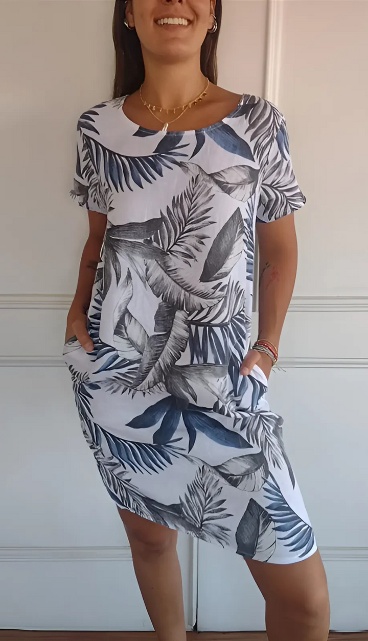 Levoire | Robe Élegante Confortable À Col Rond Argent