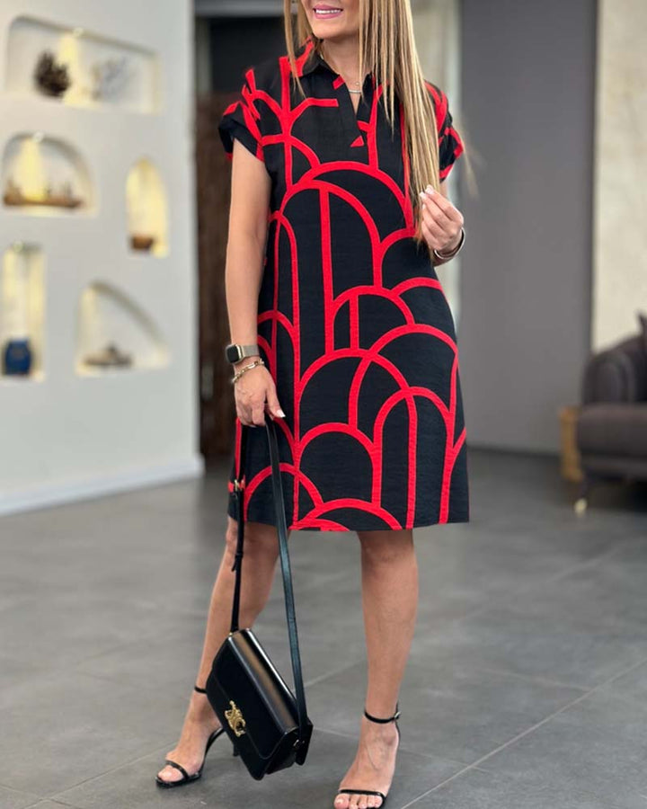 Levoire | Robe Polo À Imprimé Géométrique Chic Rouge