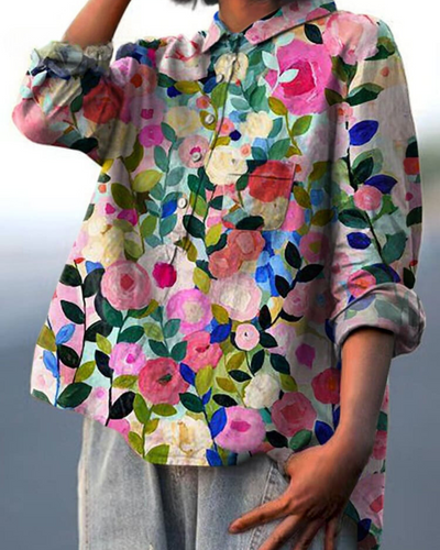 Levoire | Chemisier En Coton Et Lin Avec Imprimé Floral