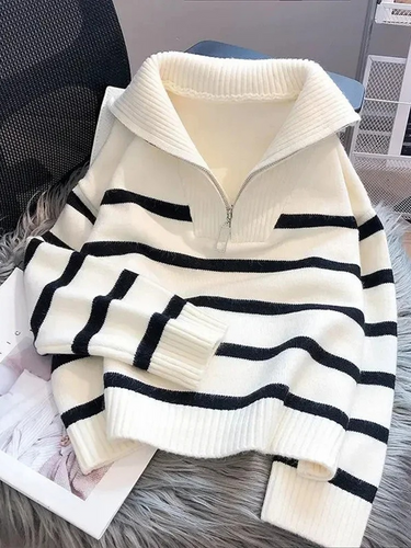 Levoire | Pull à zip pour femmes, Design rayé
