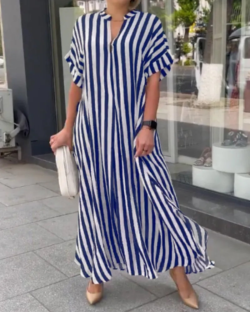 Levoire | Robe d'été à col en V et à rayures Bleu