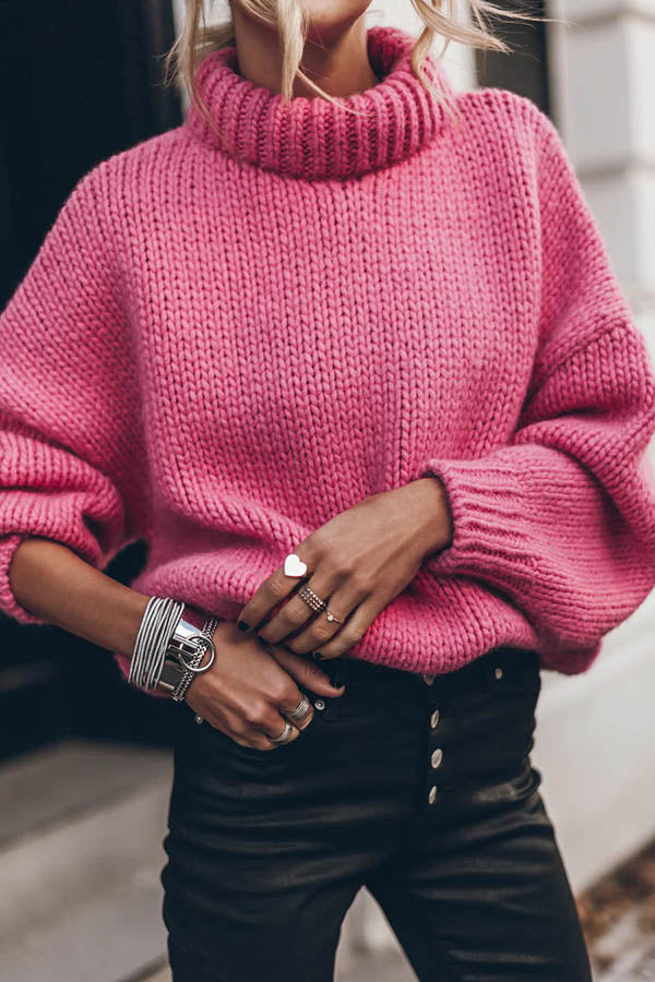 Levoire | Pull À Manches Longues Avec Col Épais Rosa