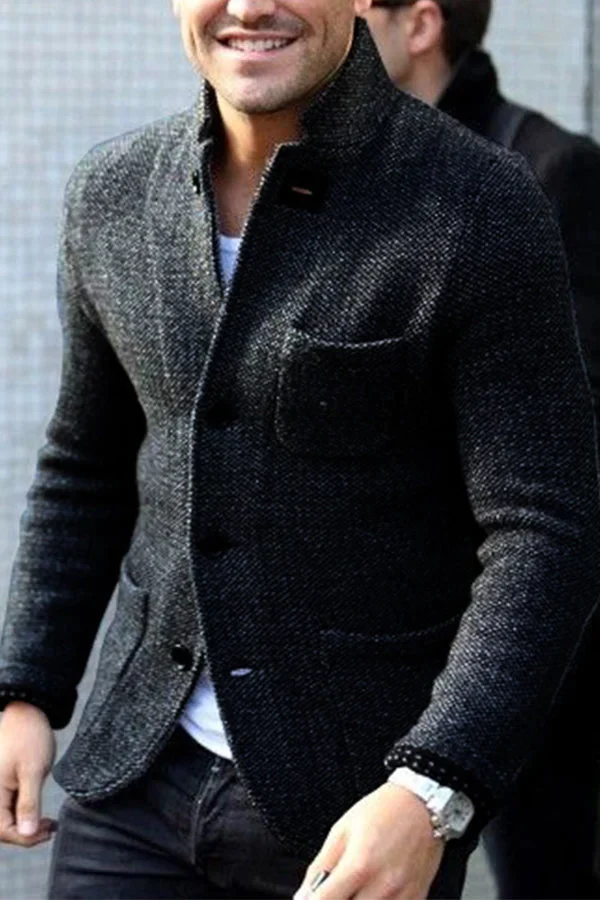 Levoire | Blazer en tricot pour hommes chic Noir