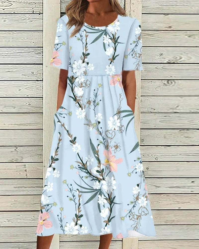 Levoire | Robe à manches courtes imprimée avec encolure ronde
