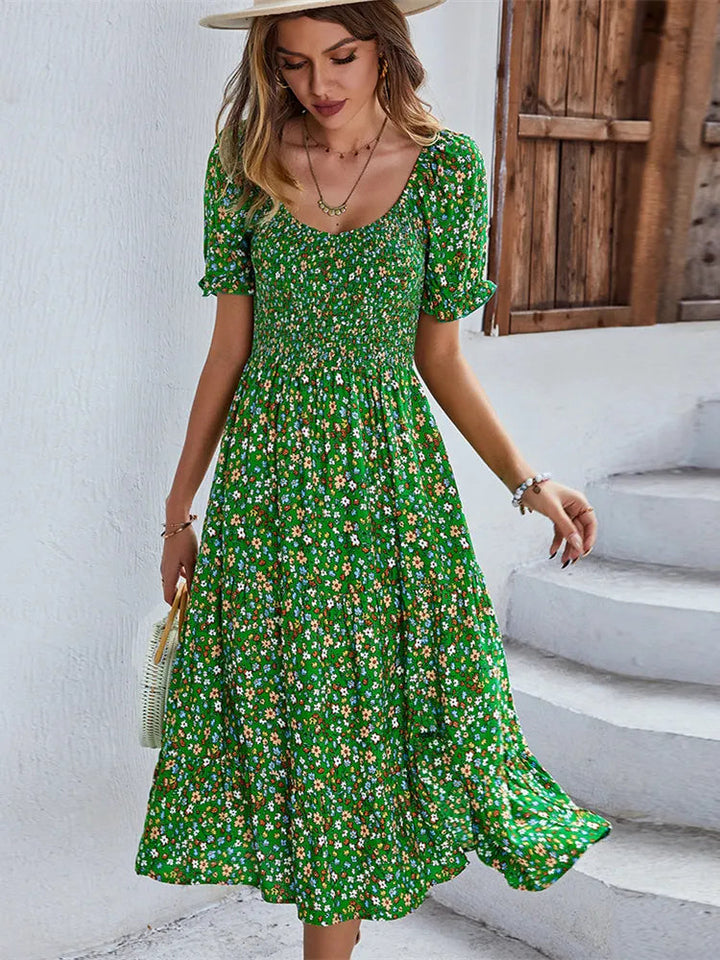 Levoire | Robe À Motif Floral Dans Le Style De La Récolte Du Vin Vert