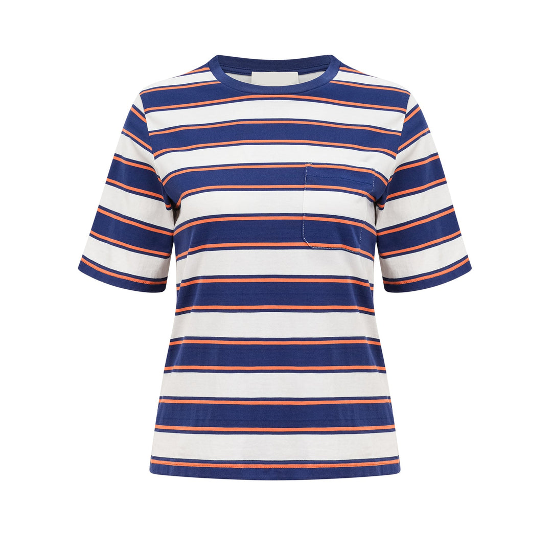 Levoire | T-Shirt En Coton Avec Imprimé Rayé Blanc