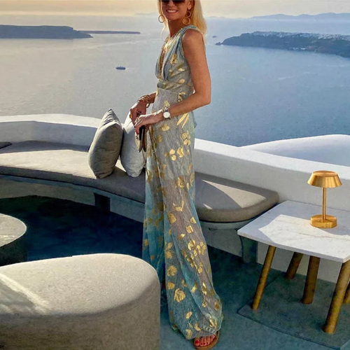 Levoire | Robe d'été à décolleté en V pour femmes longue