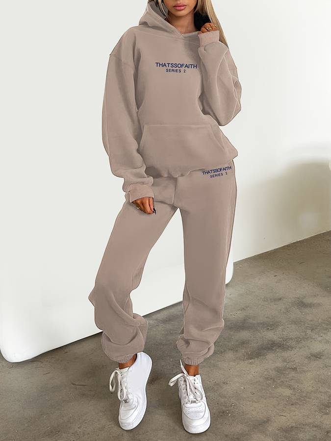 Levoire | Ensemble de jogging confortable pour femmes deux pièces Marron clair