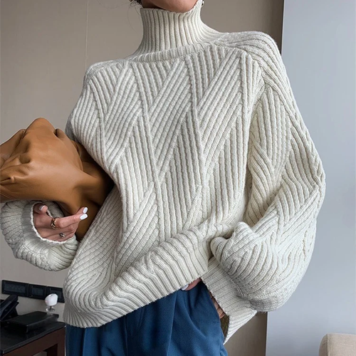 Levoire | Pull À Col Roulé Au Design Tricot Élégant
