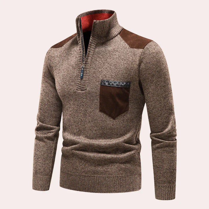 Levoire | Élégant Pull Pour Hommes Avec Fermeture Éclair Braun