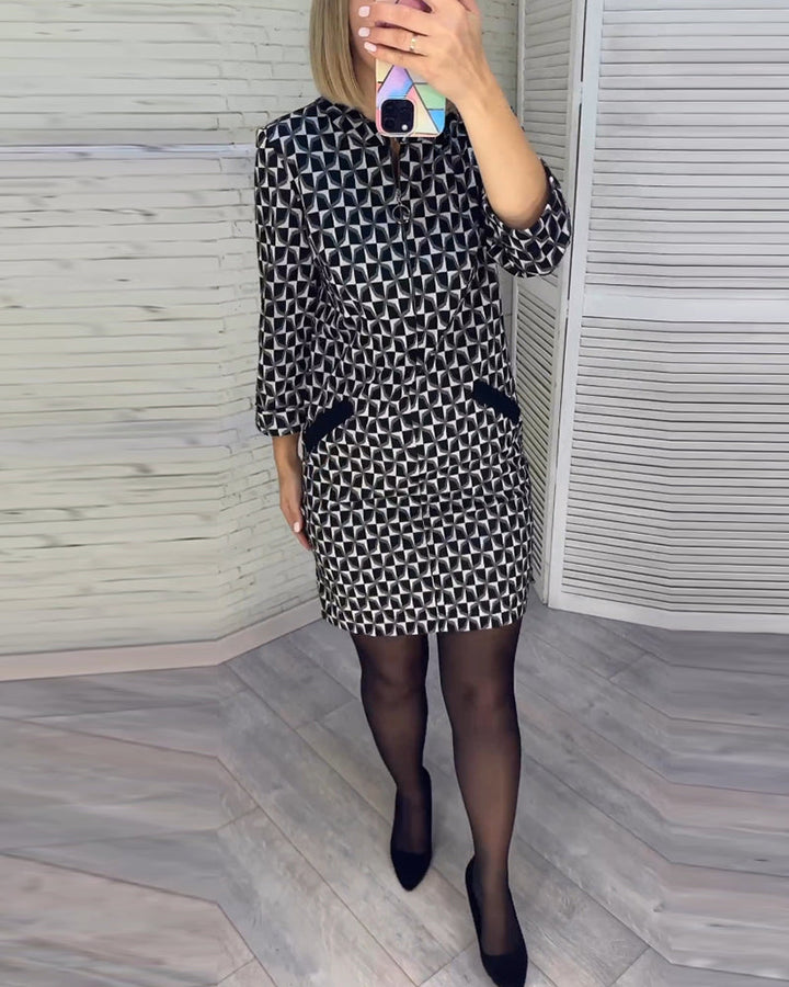Levoire | Robe Avec Imprimé Diamant Et Manches Longues