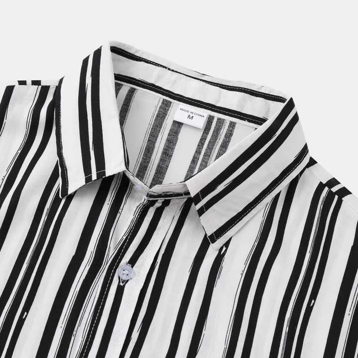 Levoire | Chemise À Manches Courtes Pour Hommes Blanc Noir