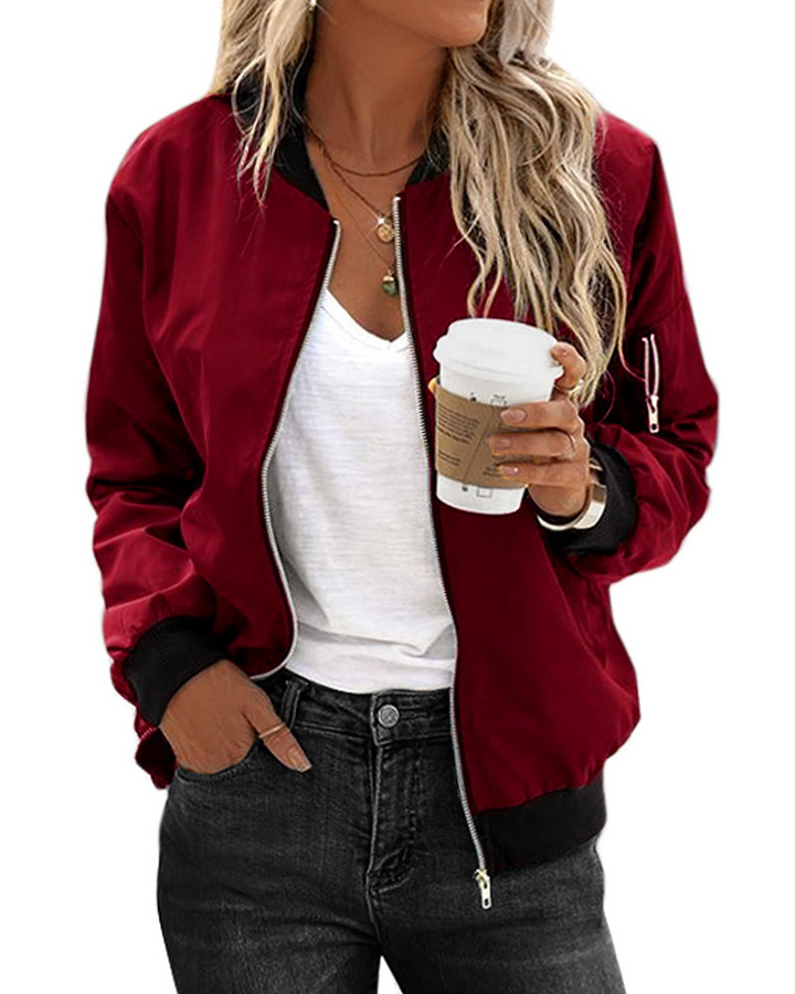 Levoire | Veste pour femmes élégante Veste bomber classique Rouge vin