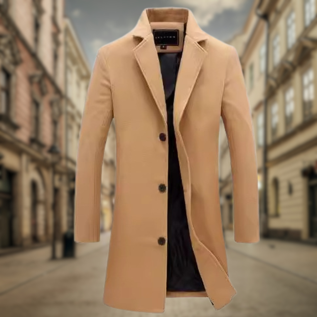 Levoire | Long manteau d'automne pour hommes Kaki