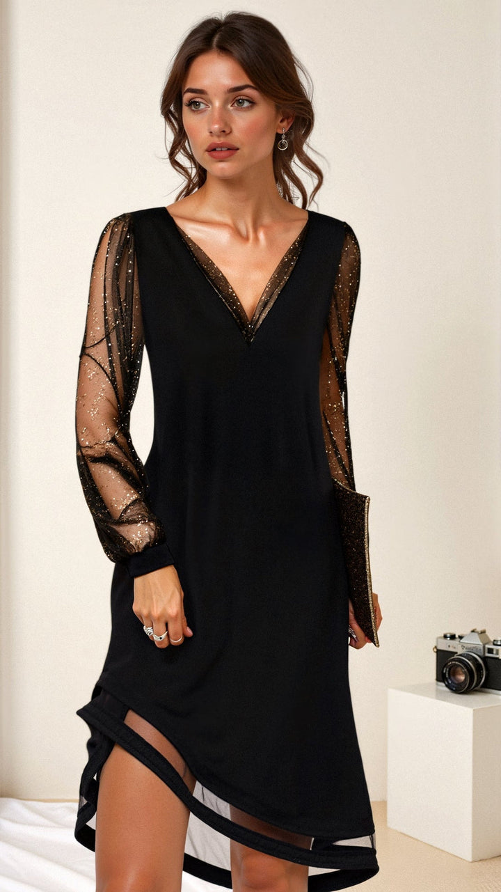Levoire | Robe De Soirée Sophistiquée Avec Décolleté En V Et Détails Brillants