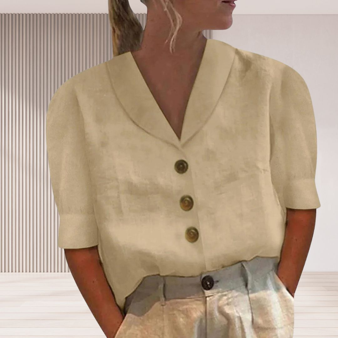 Levoire | Top Avec Col Et Boutons Beige