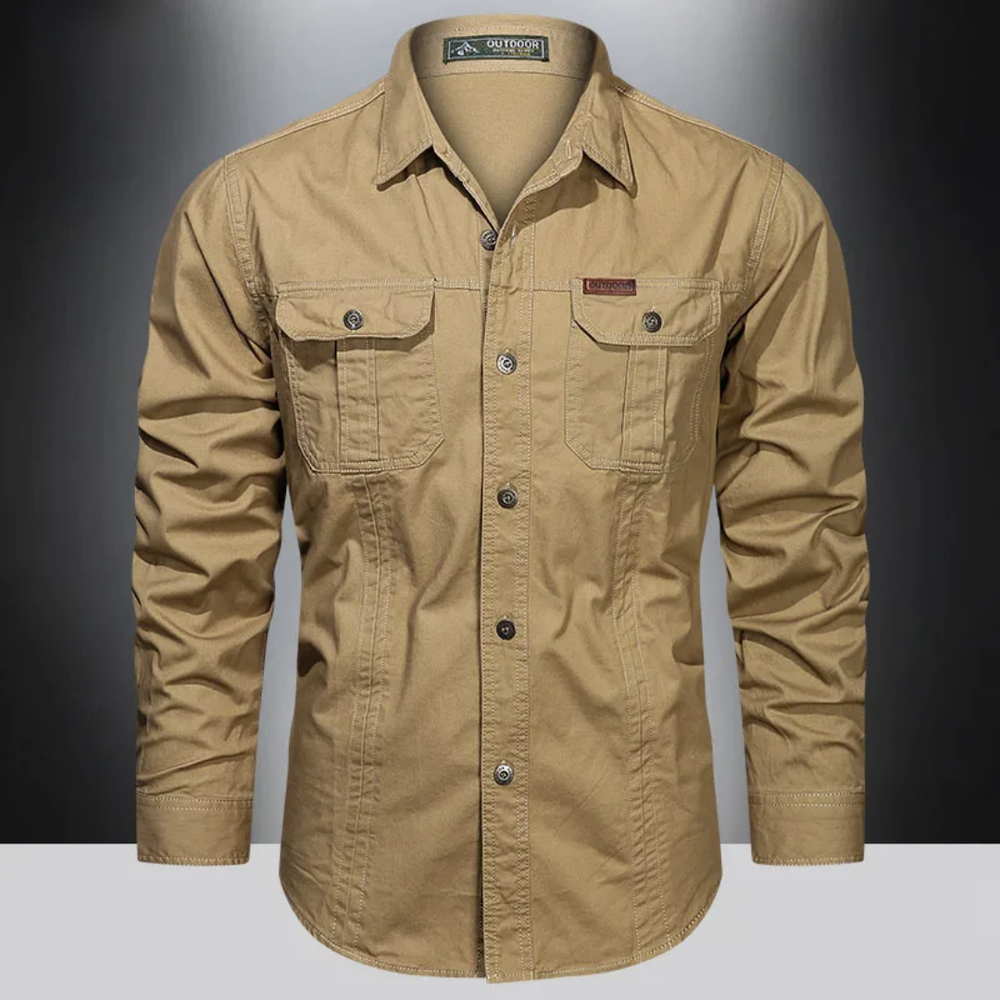 Levoire | Chemise Pour Hommes Avec Boutons, Adaptée À La Fois Pour La Détente Et Les Activités En Extérieur Kaki