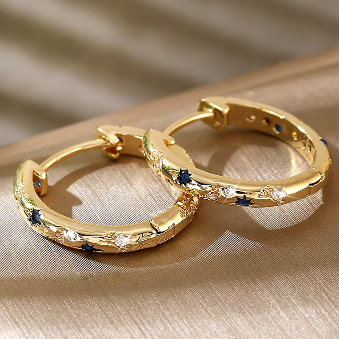 Levoire | Raisin Bleu Zirconia Boucles D'Oreilles Or