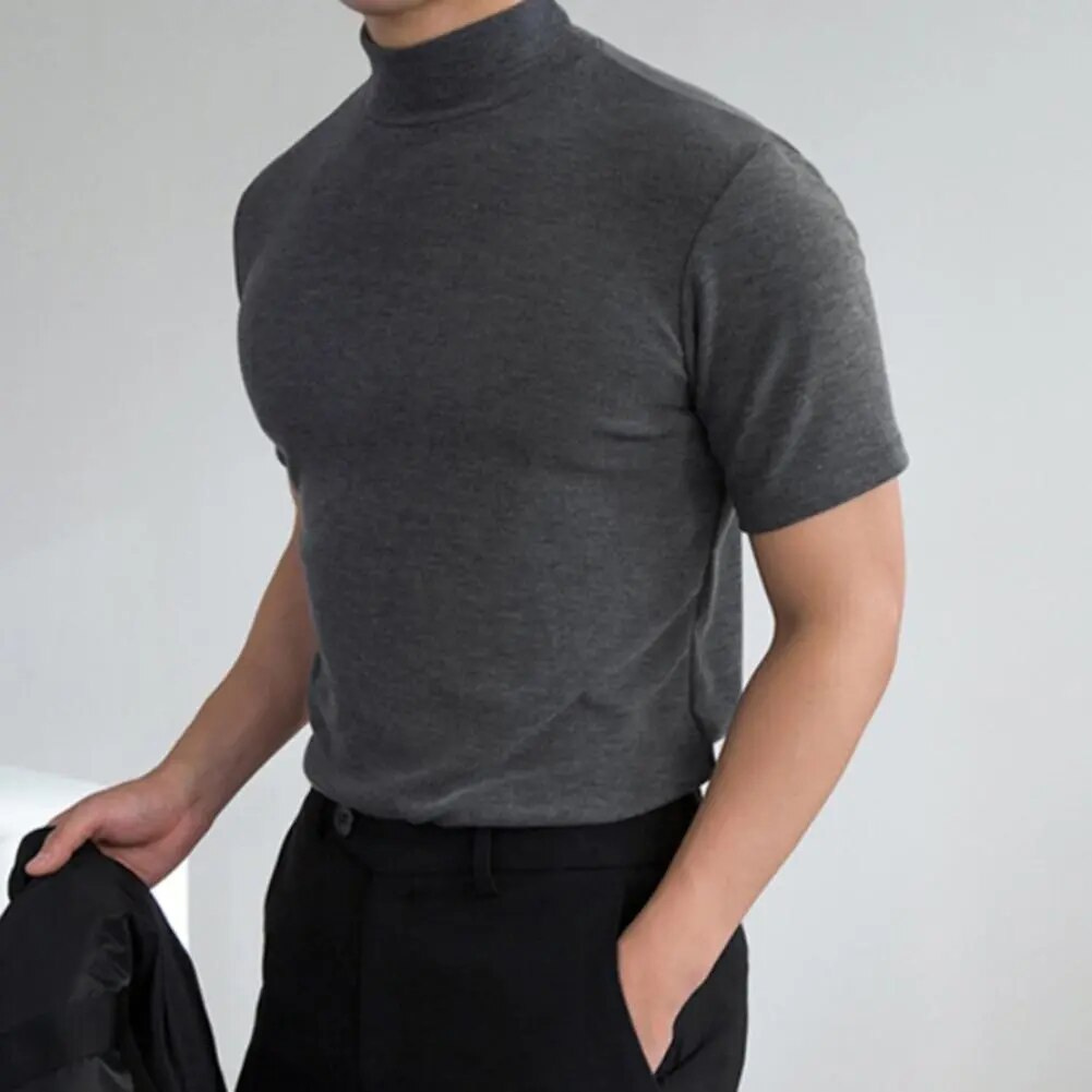 Levoire | Chemise pour homme élégante T-shirt basique à col roulé avec col haut Gris