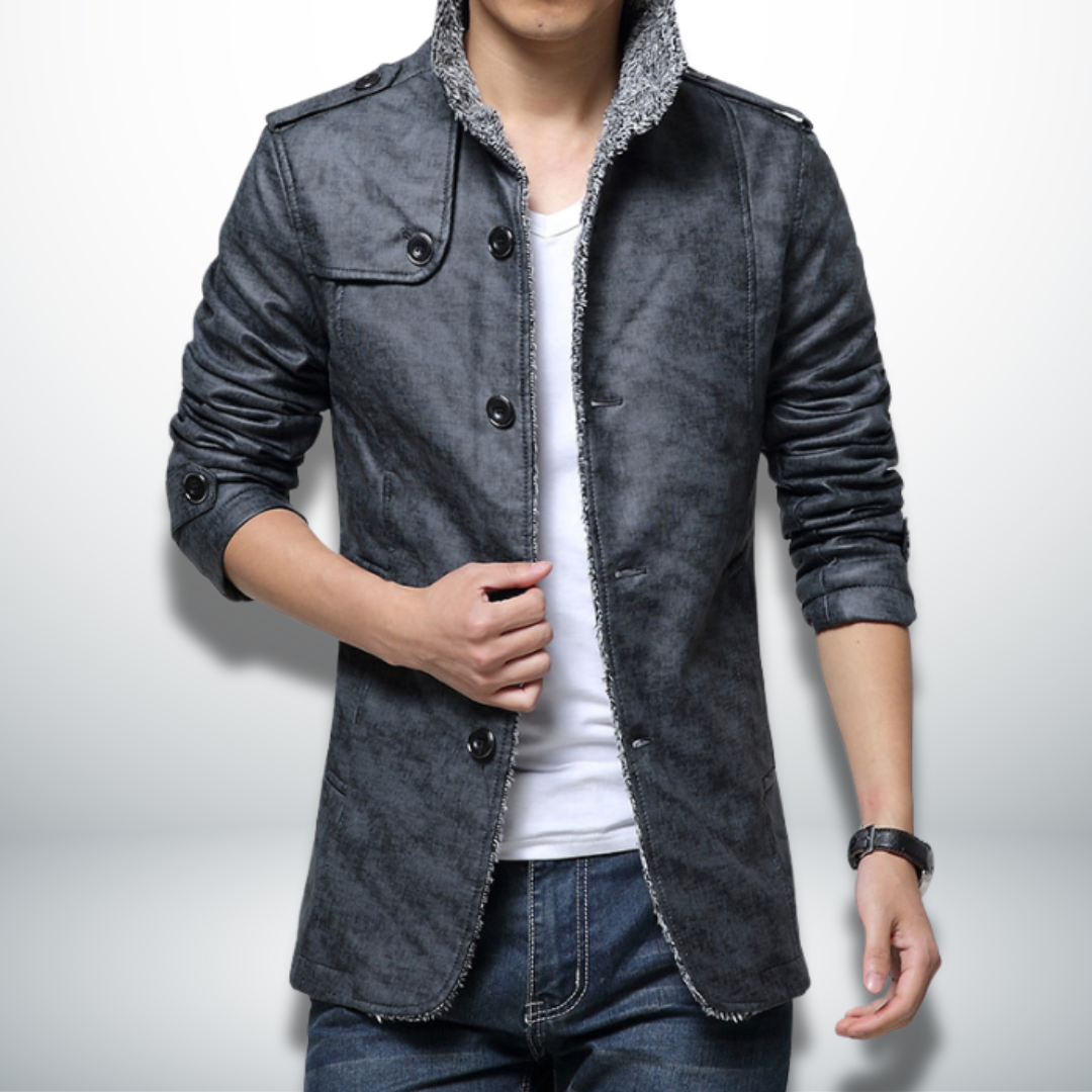 Levoire | Veste en simili cuir avec intérieur doublé Gris