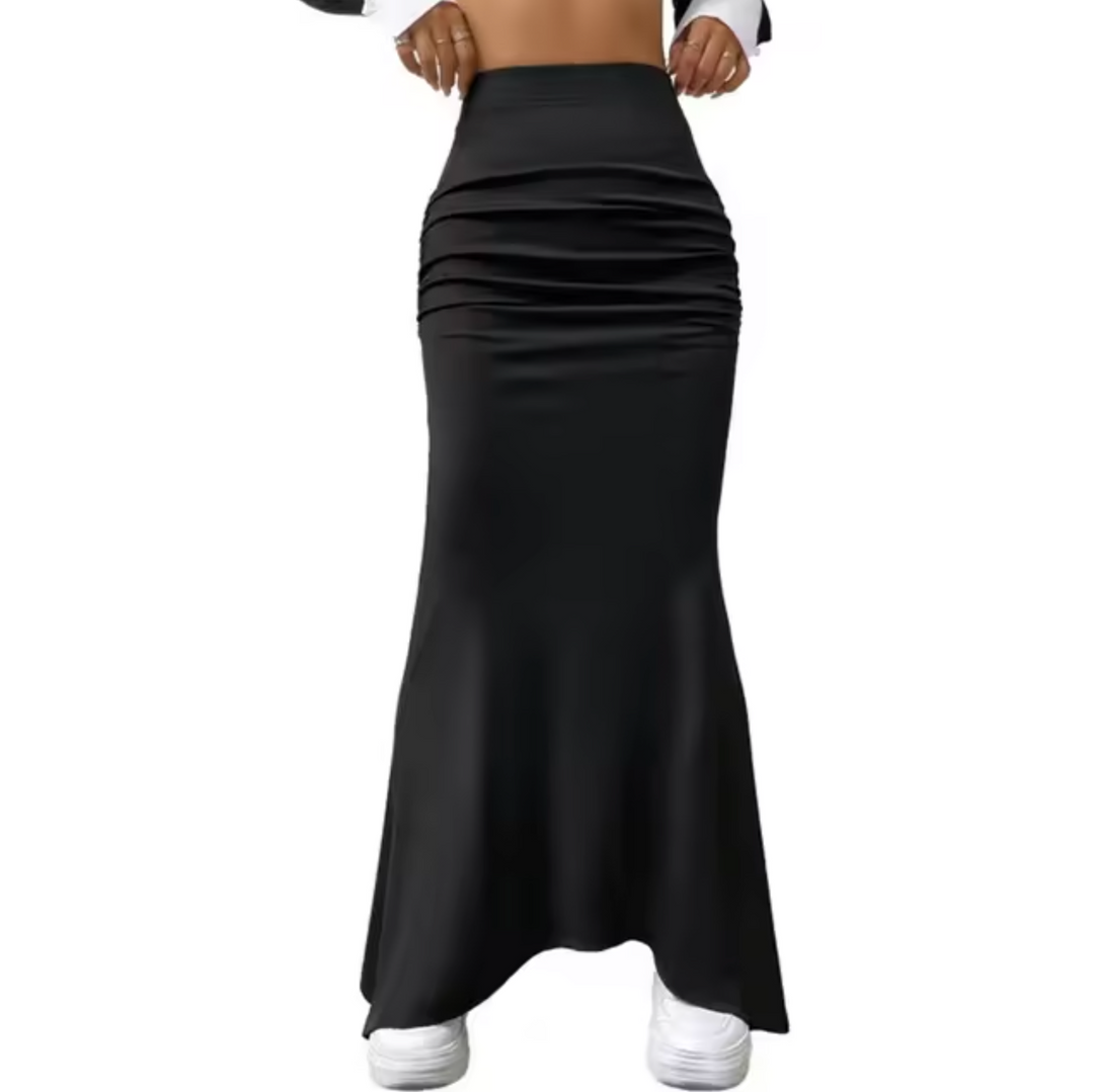 Levoire | Jupe Longue Taille Haute Avec Train Noir