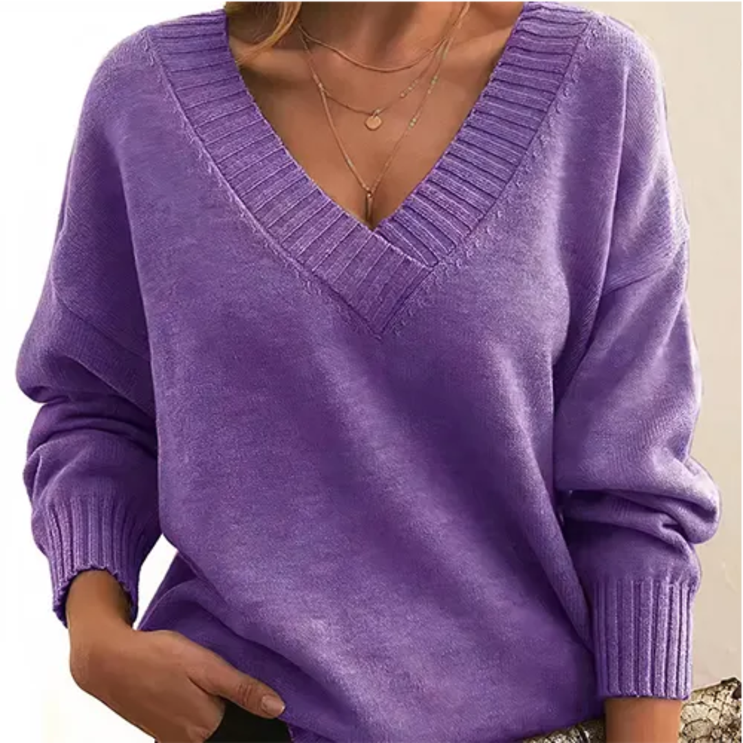 Levoire | Pull V à col en V pour femmes Violet