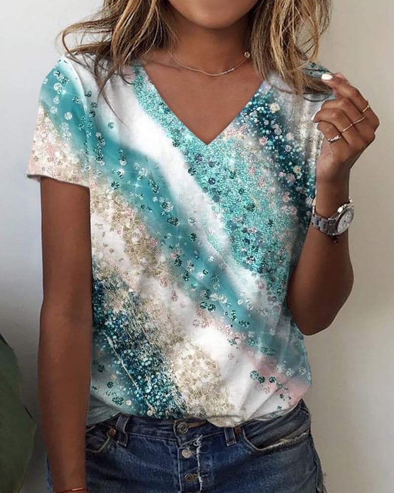 Levoire | T-Shirt Avec Un Décolleté En V Et Un Imprimé Dégradé