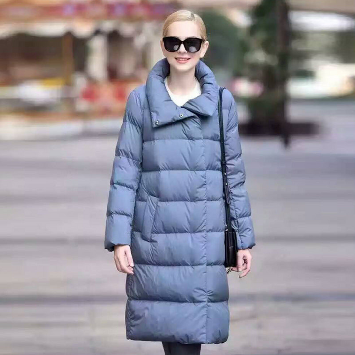 Levoire | Long Doudoune Avec Grand Col Pour Femmes Bleu clair