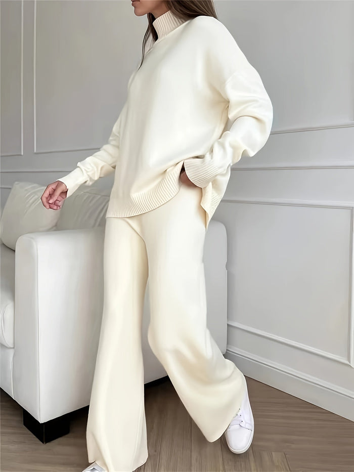 Levoire | Pull À Col Roulé Et Pantalon Droit Femme Ensemble Pour Le Quotidien
