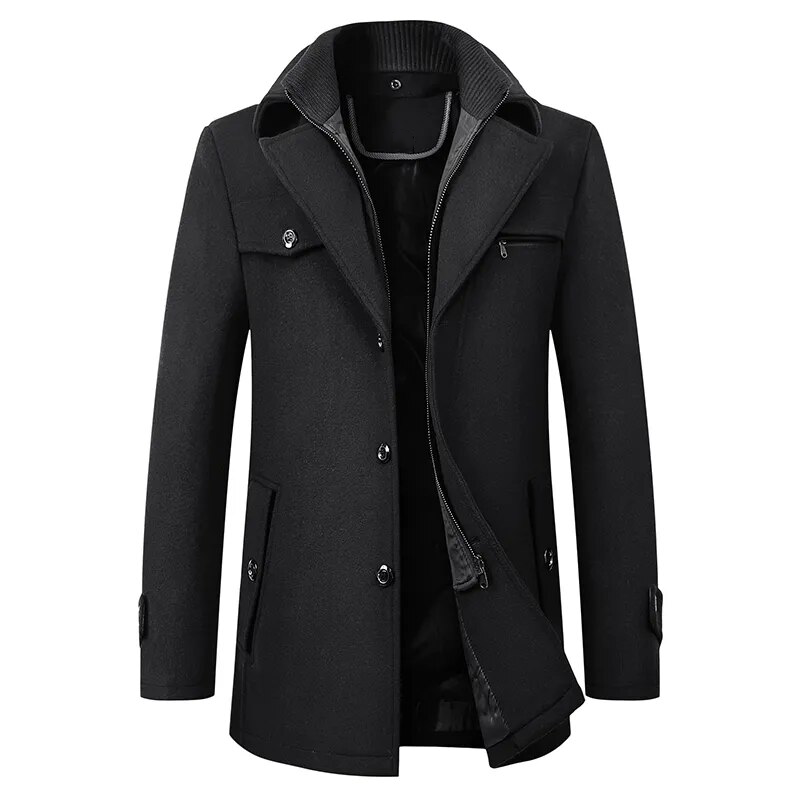 Levoire | Manteau haut de gamme en laine vierge Corvino Noir