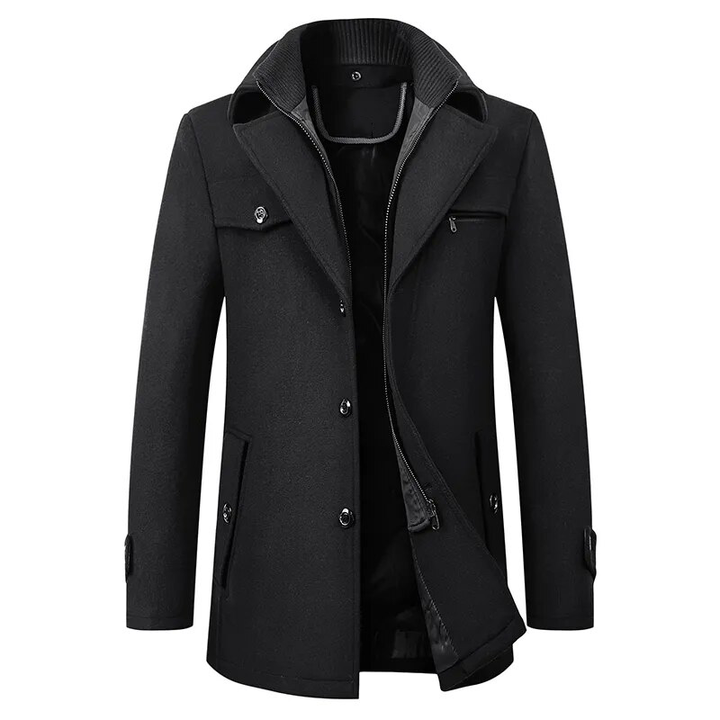 Levoire | Manteau haut de gamme en laine vierge Corvino Noir