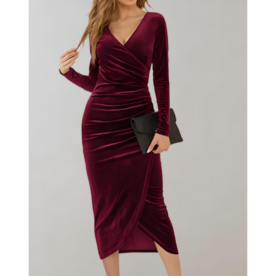 Levoire | Robe D'Invité De Mariage Enveloppante À Col En V - Midi Rouge