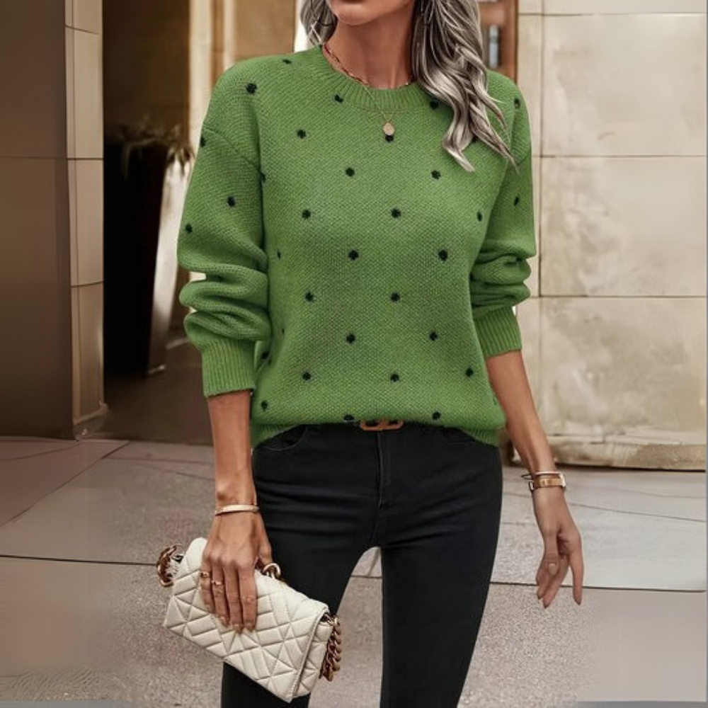 Levoire | Rento Pull À Manches Longues Avec Motif À Pois Vert