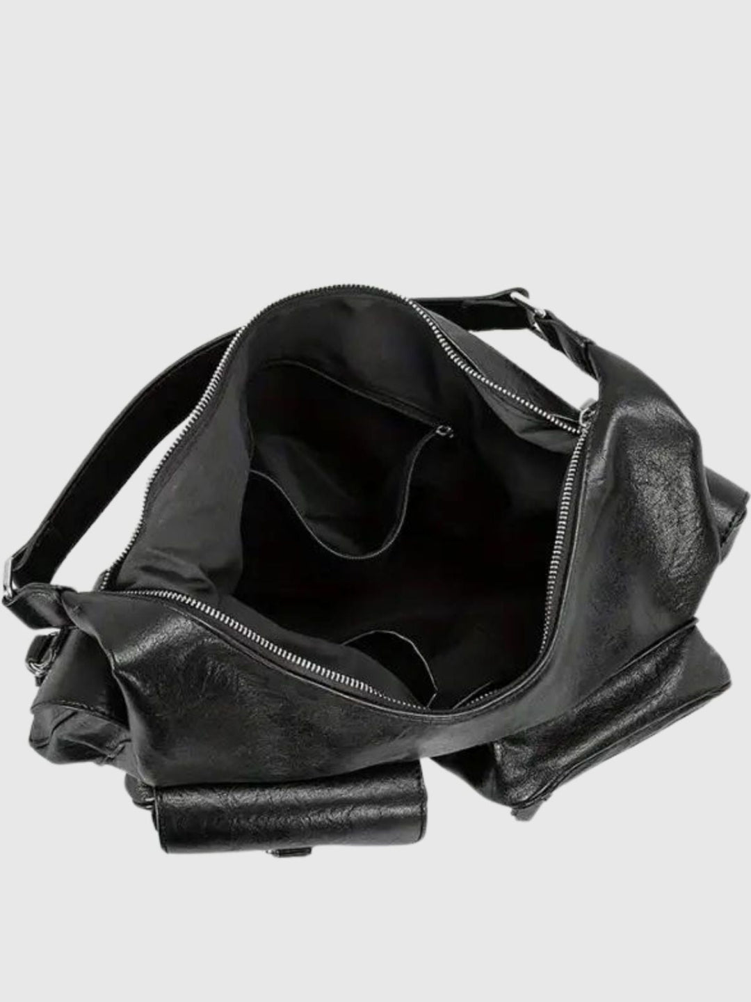 Levoire | Sac À Épaule Noir Avec Poches Latérales