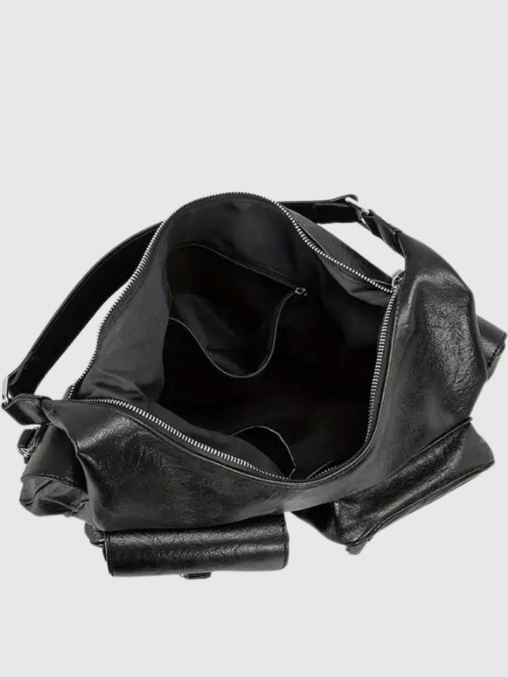 Levoire | Sac À Épaule Noir Avec Poches Latérales
